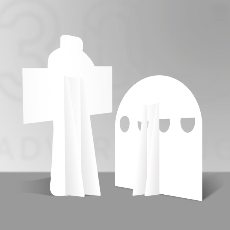 Picture of the back of two stand alone signs showing the construction of the stand alone system