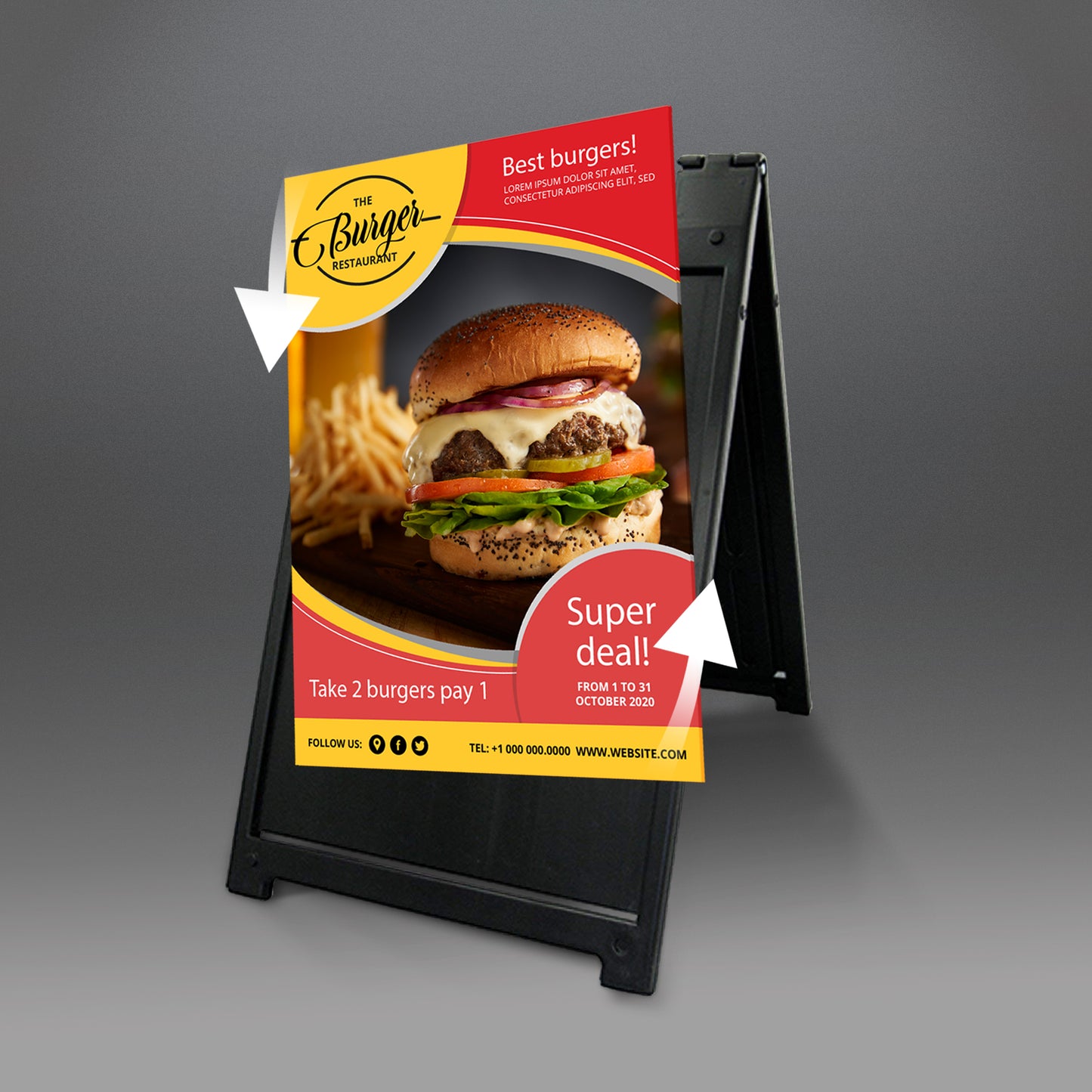 Picture of a corrugated plastic installed on a-frame