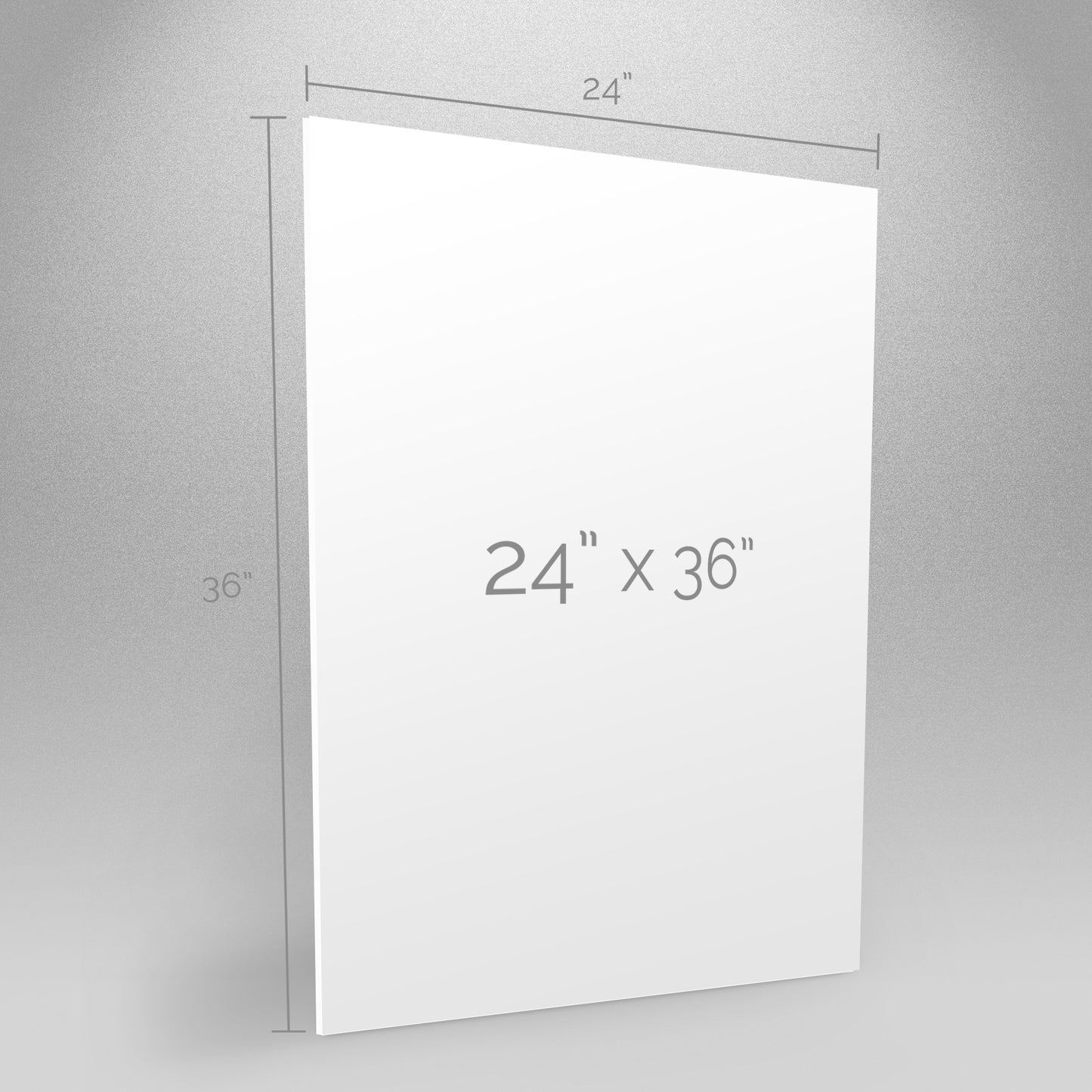 pre cut foam board standing, measurements on the sides of the foam board, 24x36 inches
