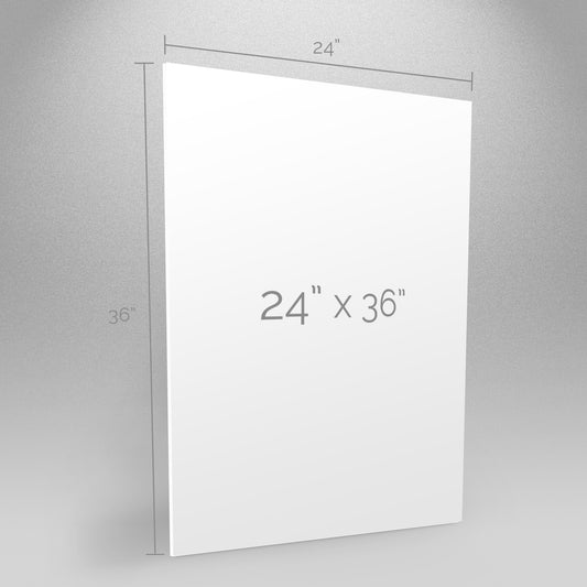 pre cut foam board standing, measurements on the sides of the foam board, 24x36 inches
