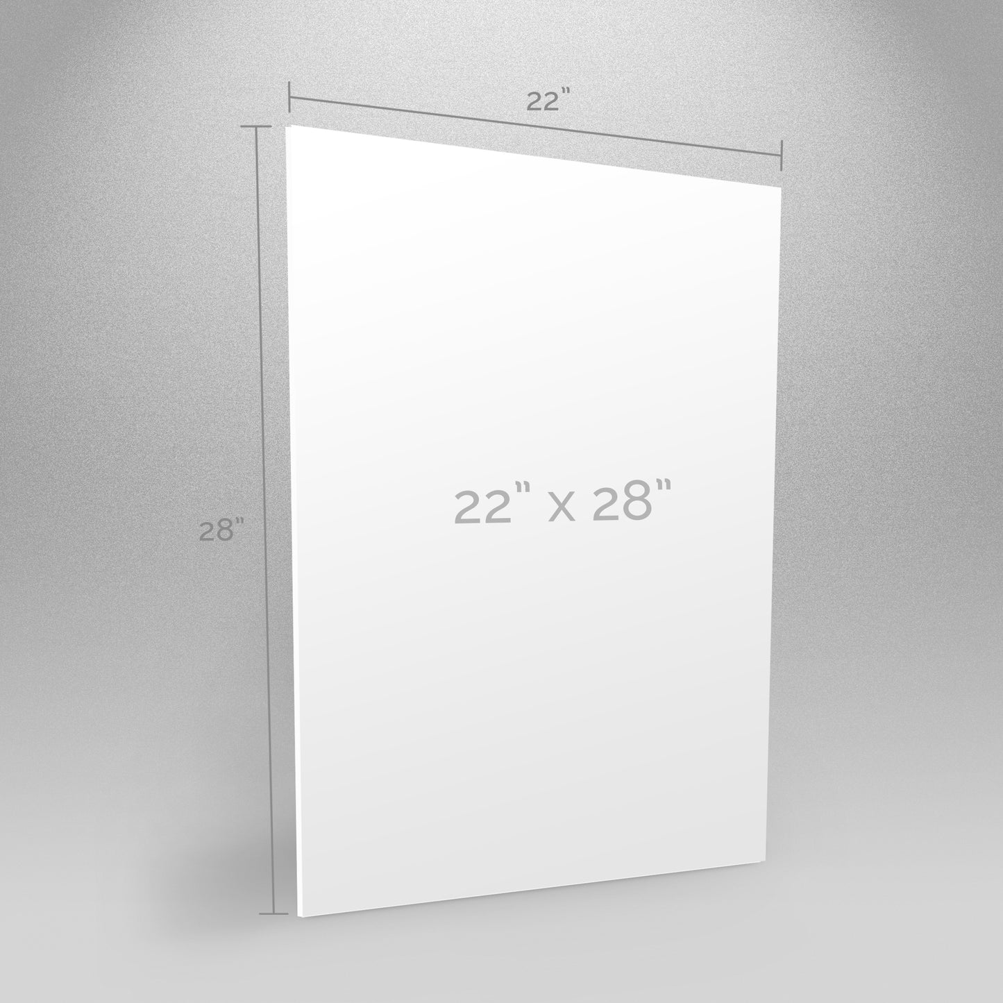 pre cut foam board standing, measurements on the sides of the foam board, 22x28 inches