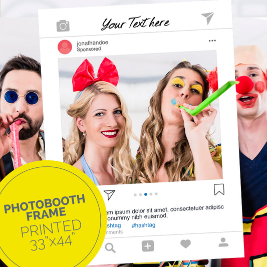 Guests hold their Instagram post party frame, Custom print foam board party frame.