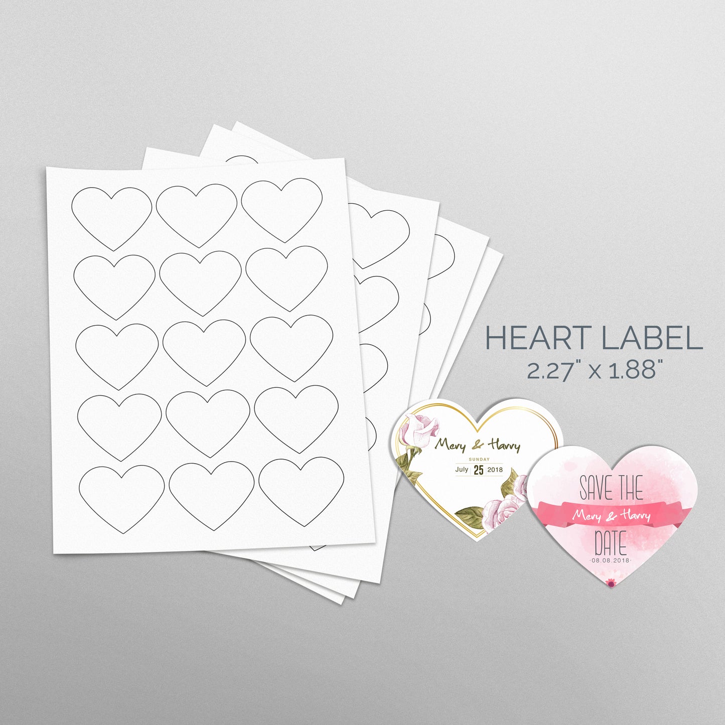 Picture of Sheets of paper with Die-Cut Heart Shaped Stickers produced by pompano printing
