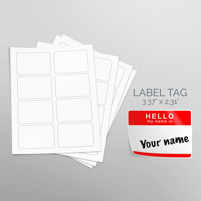 Picture of Sheets of paper with Die-Cut Rectangles Stickers "Hello my name is sticker" Pompano Printing Service